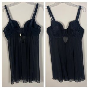 Cacique Underwired Lined Semi Sheer Babydoll Chemise Slip